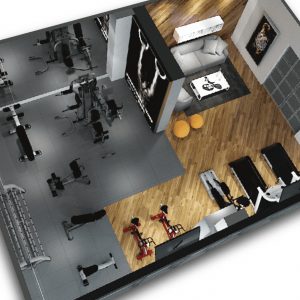 70m²公司企業健身房設計效果圖規劃配置方案